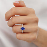 ALLURE - Chatham® Oval Blue Sapphire Solitaire Engagement Ring 950 Platinum