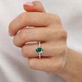 ALLURE - Chatham® Oval Emerald Solitaire Engagement Ring 18k White Gold
