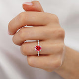 ALLURE - Chatham® Oval Ruby Solitaire Engagement Ring 18k White Gold