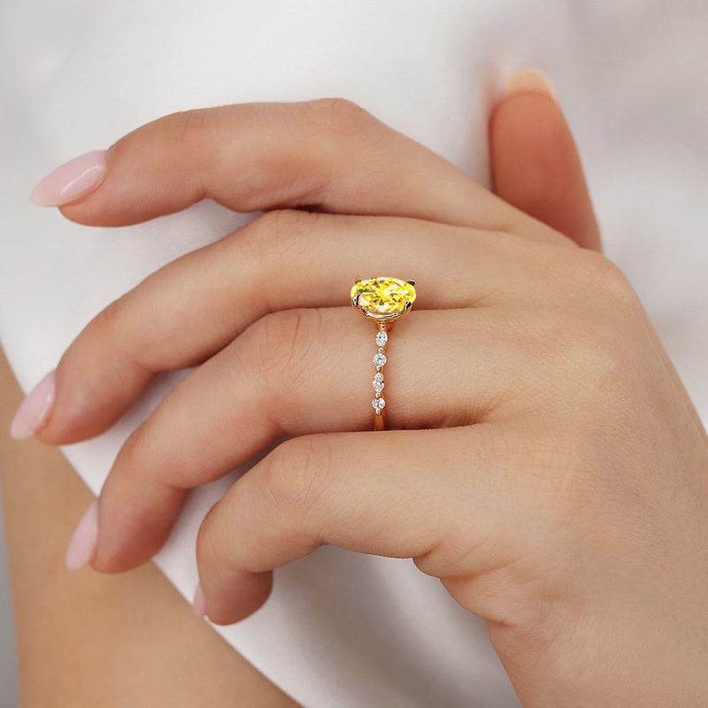 ALLURE - Chatham® Oval Yellow Sapphire Solitaire Engagement Ring 18k Rose Gold