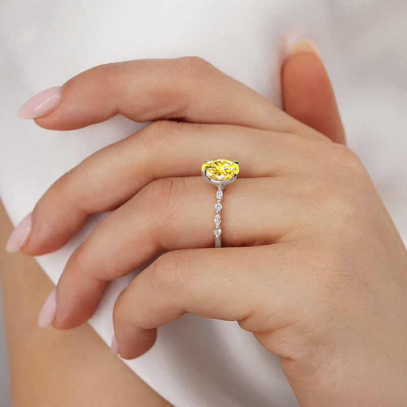 ALLURE - Chatham® Oval Yellow Sapphire Solitaire Engagement Ring 18k White Gold