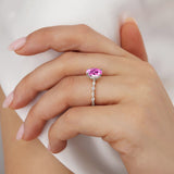 ALLURE - Chatham® Oval Pink Sapphire Solitaire Engagement Ring 18k White Gold