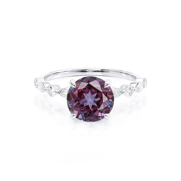 ALLURE - Chatham® Round Alexandrite Solitaire Engagement Ring 18k White Gold