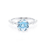 ALLURE - Chatham® Round Aqua Spinel Solitaire Engagement Ring 950 Platinum