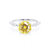 ALLURE - Chatham® Round Yellow Sapphire Solitaire Engagement Ring 18k White Gold