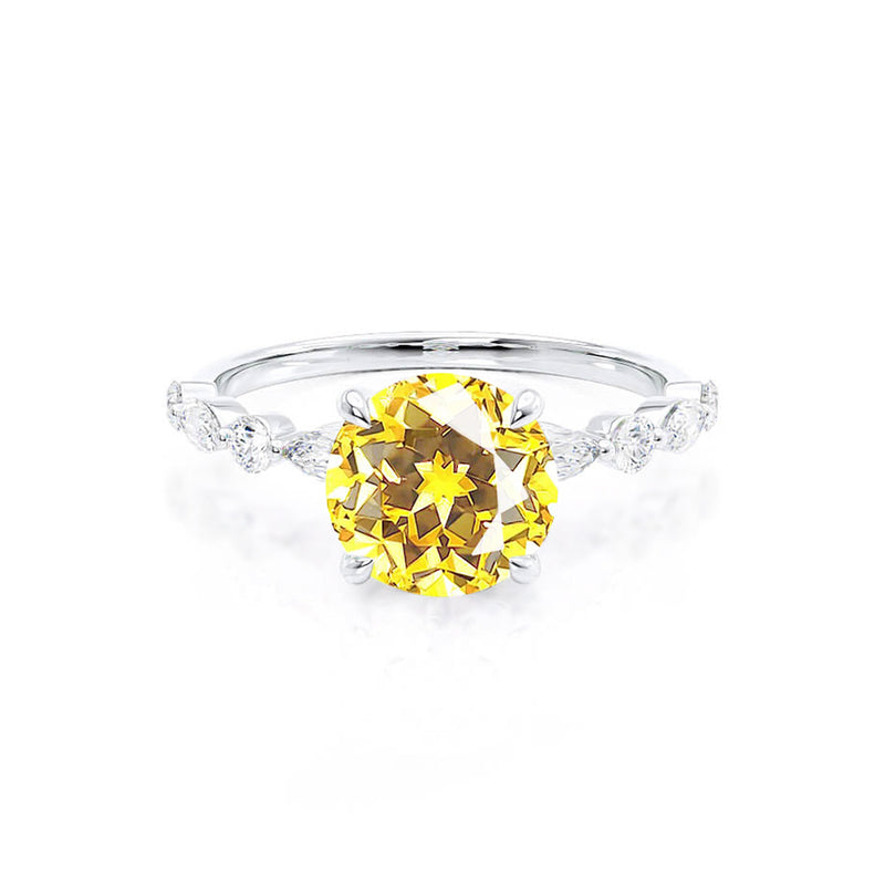 ALLURE - Chatham® Round Yellow Sapphire Solitaire Engagement Ring 18k White Gold