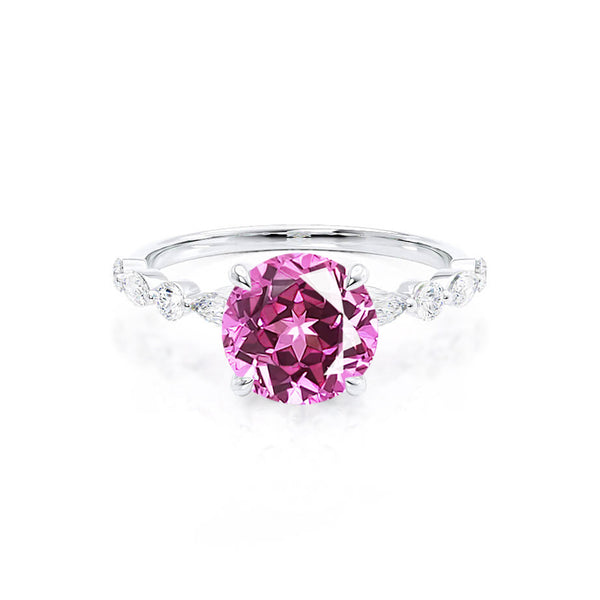 ALLURE - Chatham® Round Pink Sapphire Solitaire Engagement Ring 18k White Gold