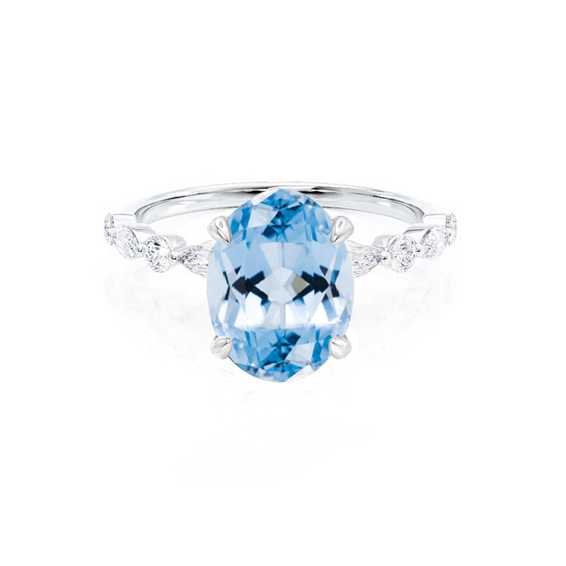 ALLURE - Chatham® Oval Aqua Spinel Solitaire Engagement Ring 950 Platinum