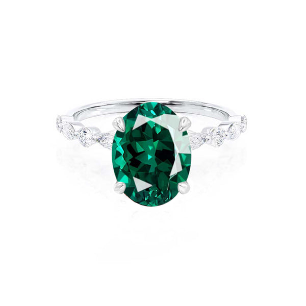 ALLURE - Chatham® Oval Emerald Solitaire Engagement Ring 18k White Gold