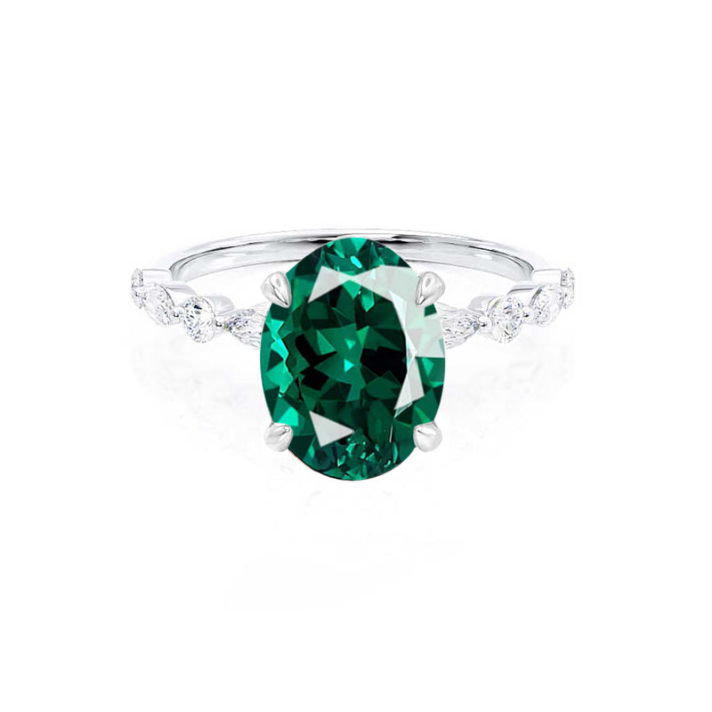 ALLURE - Chatham® Oval Emerald Solitaire Engagement Ring 18k White Gold