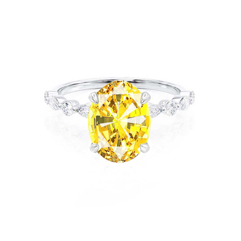 ALLURE - Chatham® Oval Yellow Sapphire Solitaire Engagement Ring 18k White Gold