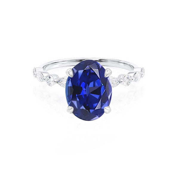 ALLURE - Chatham® Oval Blue Sapphire Solitaire Engagement Ring 950 Platinum