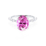 ALLURE - Chatham® Oval Pink Sapphire Solitaire Engagement Ring 18k White Gold