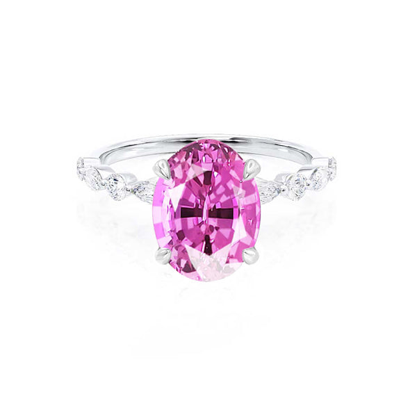 ALLURE - Chatham® Oval Pink Sapphire Solitaire Engagement Ring 18k White Gold