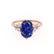 ALYA - Oval Blue Sapphire Starburst Cluster Shoulder Set Engagement Ring 18k Rose Gold