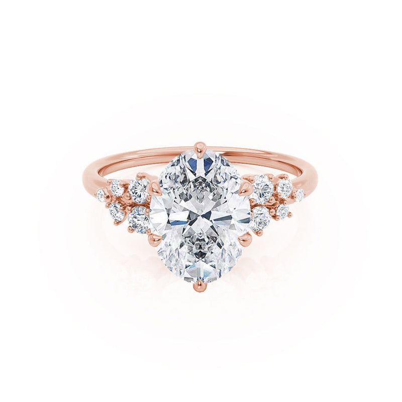 ALYA - Oval Natural Diamond Starburst Cluster Shoulder Set Engagement Ring 18k Rose Gold Engagement Ring Lily Arkwright