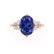 ALYA - Oval Blue Sapphire Starburst Cluster Shoulder Set Engagement Ring 18k Rose Gold