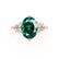 ALYA - Oval Emerald Starburst Cluster Shoulder Set Engagement Ring 18k Rose Gold