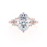 ALYA - Oval Natural Diamond Starburst Cluster Shoulder Set Engagement Ring 18k Rose Gold Engagement Ring Lily Arkwright