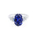 ALYA - Oval Blue Sapphire Starburst Cluster Shoulder Set Engagement Ring 950 Platinum