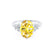 ALYA - Oval Yellow Sapphire Starburst Cluster Shoulder Set Engagement Ring 18k White Gold