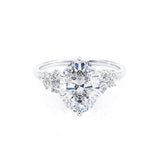 ALYA - Oval Natural Diamond Starburst Cluster Shoulder Set Engagement Ring 950 Platinum Engagement Ring Lily Arkwright