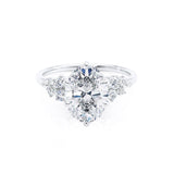 ALYA - Oval Starburst Cluster Shoulder Set Engagement Ring 950 Platinum Engagement Ring Lily Arkwright