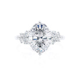 ALYA - Oval Natural Diamond Starburst Cluster Shoulder Set Engagement Ring 950 Platinum Engagement Ring Lily Arkwright