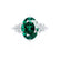 ALYA - Oval Emerald Starburst Cluster Shoulder Set Engagement Ring 18k White Gold