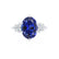 ALYA - Oval Blue Sapphire Starburst Cluster Shoulder Set Engagement Ring 950 Platinum