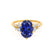 ALYA - Oval Blue Sapphire Starburst Cluster Shoulder Set Engagement Ring 18k Yellow Gold