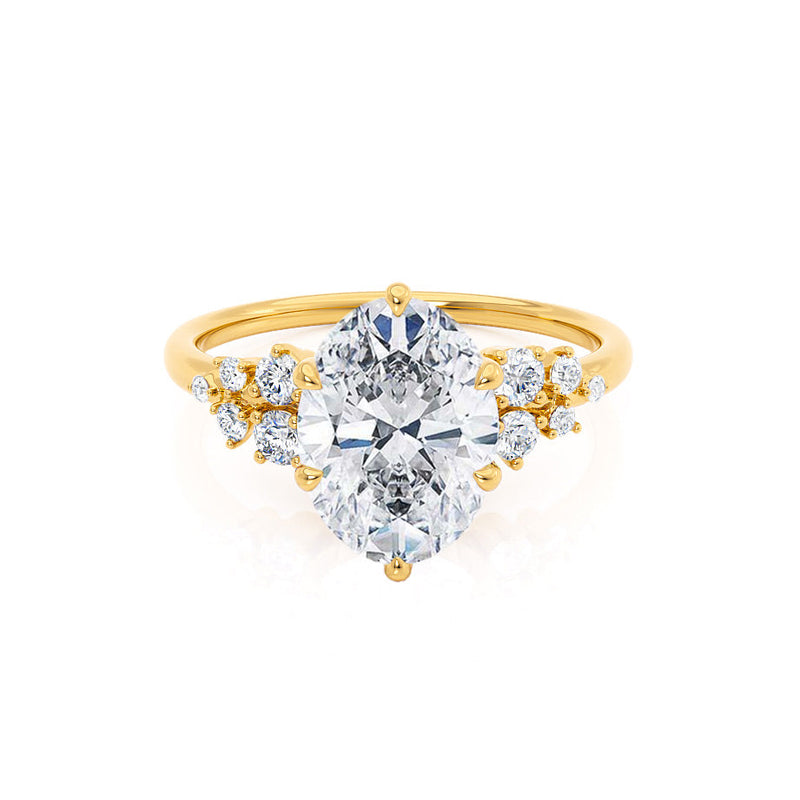 ALYA - Oval Natural Diamond Starburst Cluster Shoulder Set Engagement Ring 18k Yellow Gold Engagement Ring Lily Arkwright