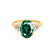 ALYA - Oval Emerald Starburst Cluster Shoulder Set Engagement Ring 18k Yellow Gold
