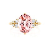 ALYA - Chatham® Oval Champagne True Sapphire Starburst Cluster Shoulder Set Engagement Ring 18k Yellow Gold