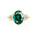 ALYA - Oval Emerald Starburst Cluster Shoulder Set Engagement Ring 18k Yellow Gold