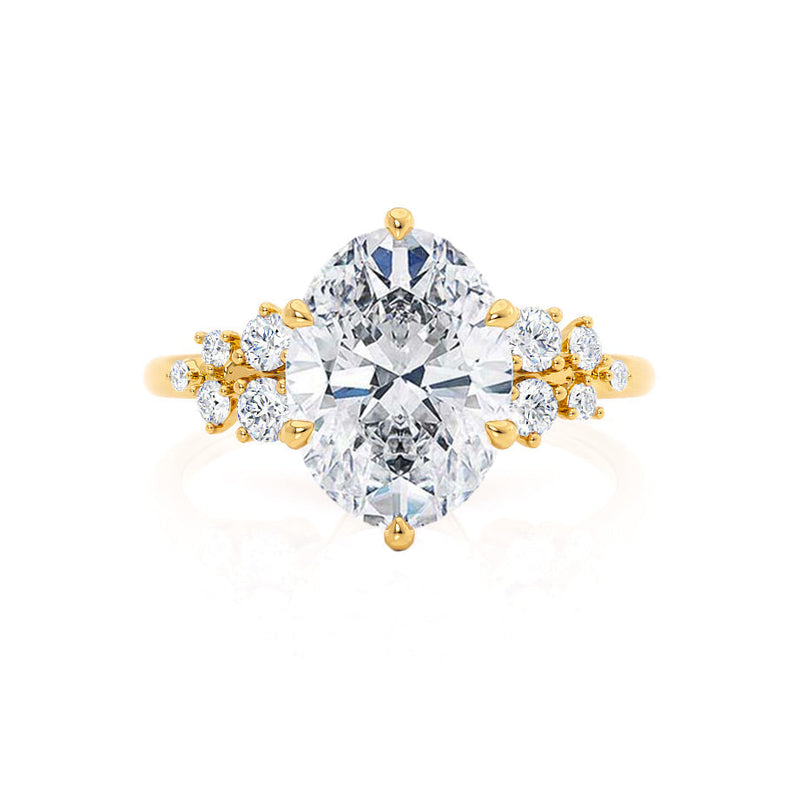 ALYA - Oval Natural Diamond Starburst Cluster Shoulder Set Engagement Ring 18k Yellow Gold Engagement Ring Lily Arkwright