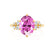 ALYA - Oval Pink Sapphire Starburst Cluster Shoulder Set Engagement Ring 18k Yellow Gold