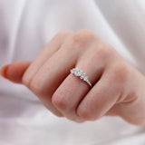 Alya 0.50 round cut Natural diamond D colour engagement ring cluster shoulder set 18k white gold Lily Arkwright