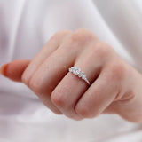 Alya 0.50 round cut lab grown diamond D colour engagement ring cluster shoulder set 18k white gold Lily Arkwright 