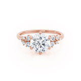 ALYA - Round Natural Diamond Starburst Cluster Shoulder Set Engagement Ring 18k Rose Gold Engagement Ring Lily Arkwright