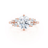 ALYA - Round Natural Diamond Starburst Cluster Shoulder Set Engagement Ring 18k Rose Gold Engagement Ring Lily Arkwright