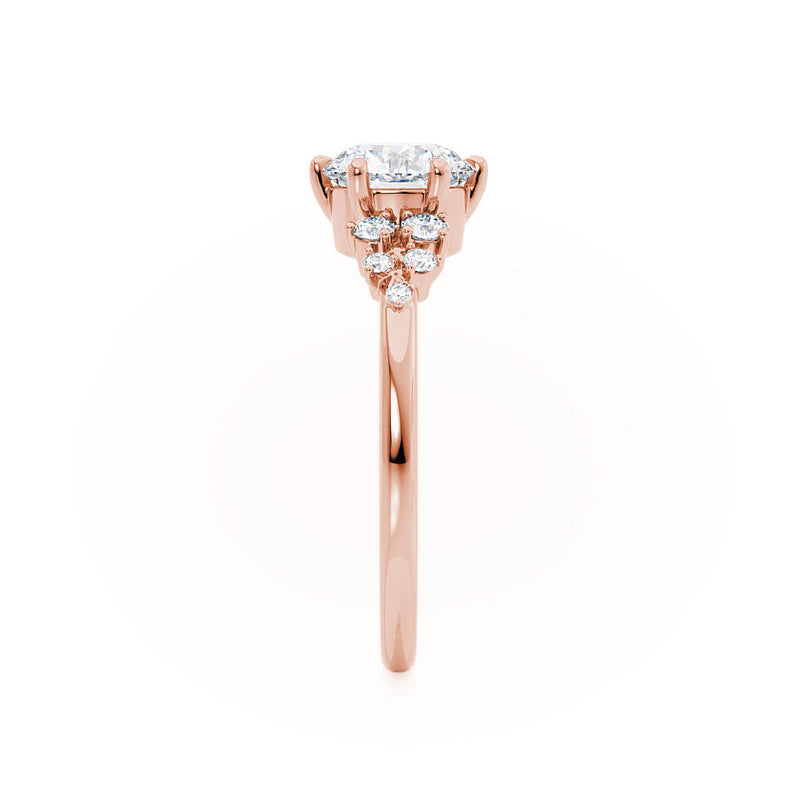 ALYA - Oval Natural Diamond Starburst Cluster Shoulder Set Engagement Ring 18k Rose Gold Engagement Ring Lily Arkwright