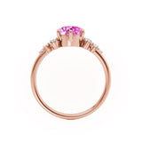 ALYA - Chatham® Oval Pink Sapphire Starburst Cluster Shoulder Set Engagement Ring 18k Rose Gold