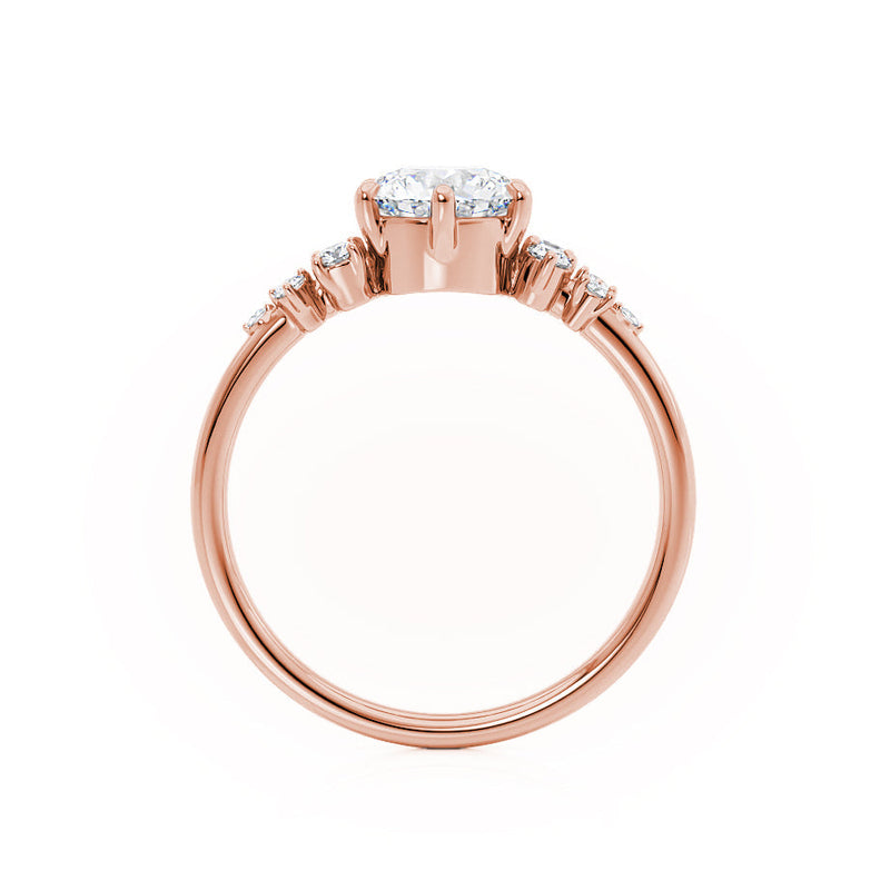 ALYA - Oval Natural Diamond Starburst Cluster Shoulder Set Engagement Ring 18k Rose Gold Engagement Ring Lily Arkwright