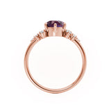 ALYA - Chatham® Oval Alexandrite Starburst Cluster Shoulder Set Engagement Ring 18k Rose Gold