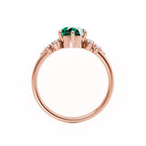 ALYA - Chatham® Oval Emerald Starburst Cluster Shoulder Set Engagement Ring 18k Rose Gold
