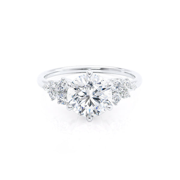 ALYA - Round Starburst Cluster Shoulder Set Engagement Ring 950 Platinum Engagement Ring Lily Arkwright