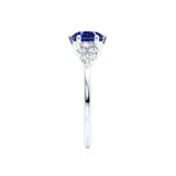 ALYA - Chatham® Oval Blue Sapphire Starburst Cluster Shoulder Set Engagement Ring 950 Platinum