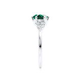 ALYA - Chatham® Oval Emerald Starburst Cluster Shoulder Set Engagement Ring 18k White Gold