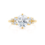 ALYA - Round Natural Diamond Starburst Cluster Shoulder Set Engagement Ring 18k Yellow Gold Engagement Ring Lily Arkwright